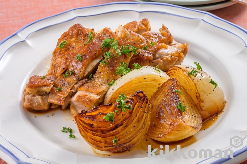 チキンと玉ねぎのしぼ生ステーキ【味つけは生しょうゆだけ】