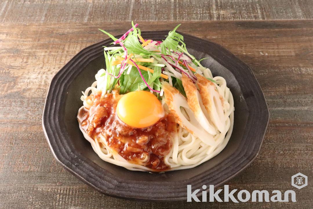 ちくわとカット野菜の牛だし肉ぶっかけうどん（具麺使用）