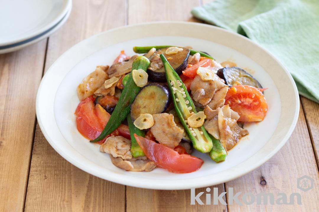 しぼ生で楽しむ！豚肉と夏野菜の香り炒め