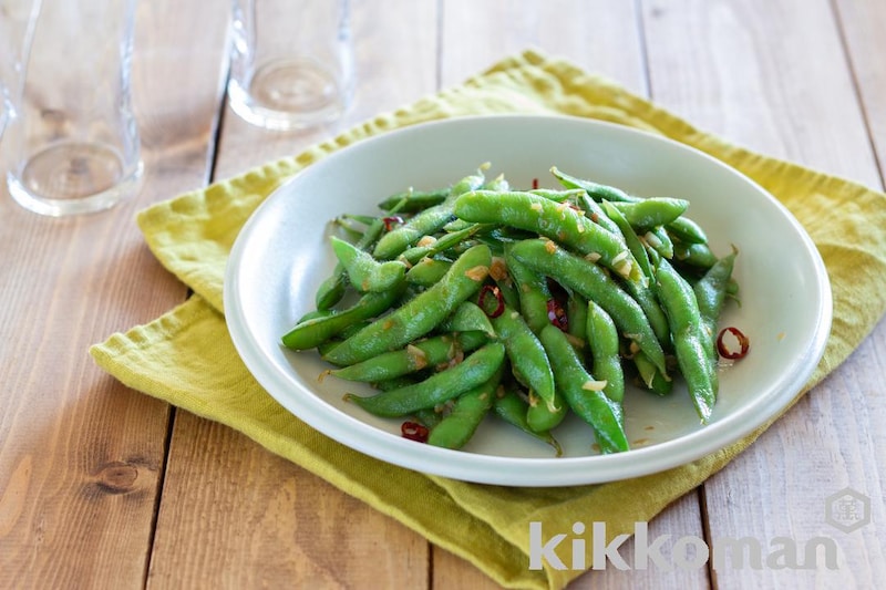 枝豆のしぼ生焼き ペペロンチーノ風【味つけは生しょうゆだけ】