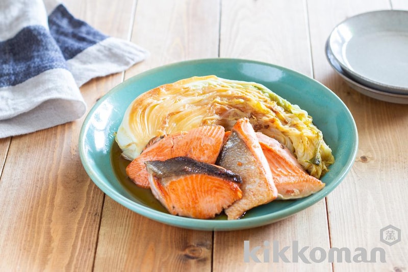 鮭と白菜のしぼ生焼き【味つけは生しょうゆだけ】