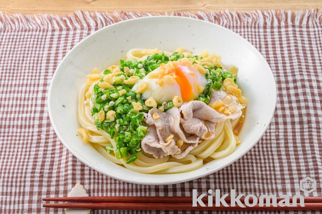 たたきオクラと豚しゃぶのだしたまぶっかけうどん（山本ゆりさん）（あまうまいだししょうゆ使用）