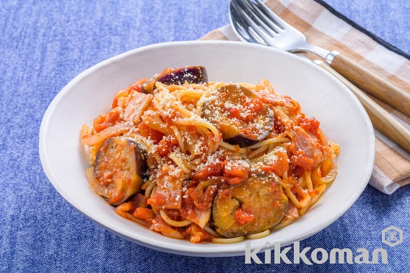 なすのトマトソーススパゲッティ(減塩レシピ)