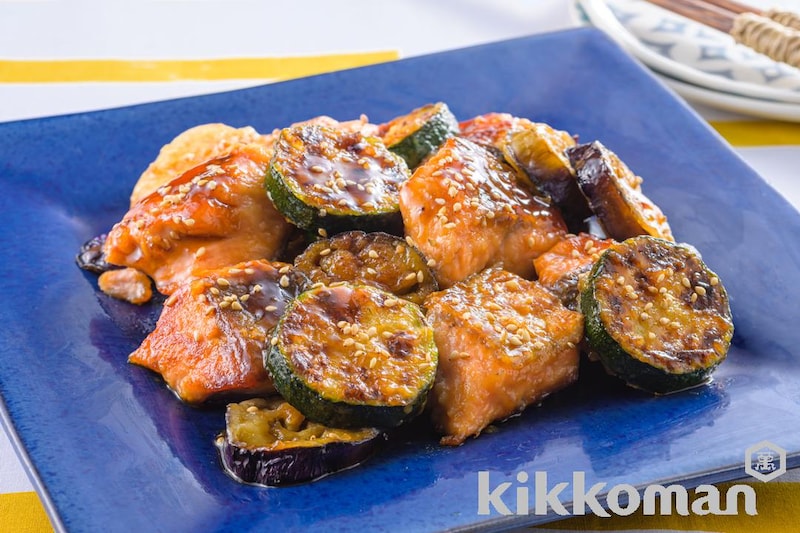 鮭と夏野菜の照り焼き