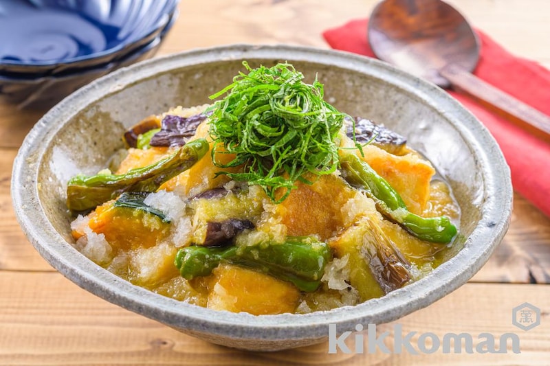 厚揚げとなすとかぼちゃのみぞれ煮【めんつゆで簡単!野菜たっぷり人気の主菜】