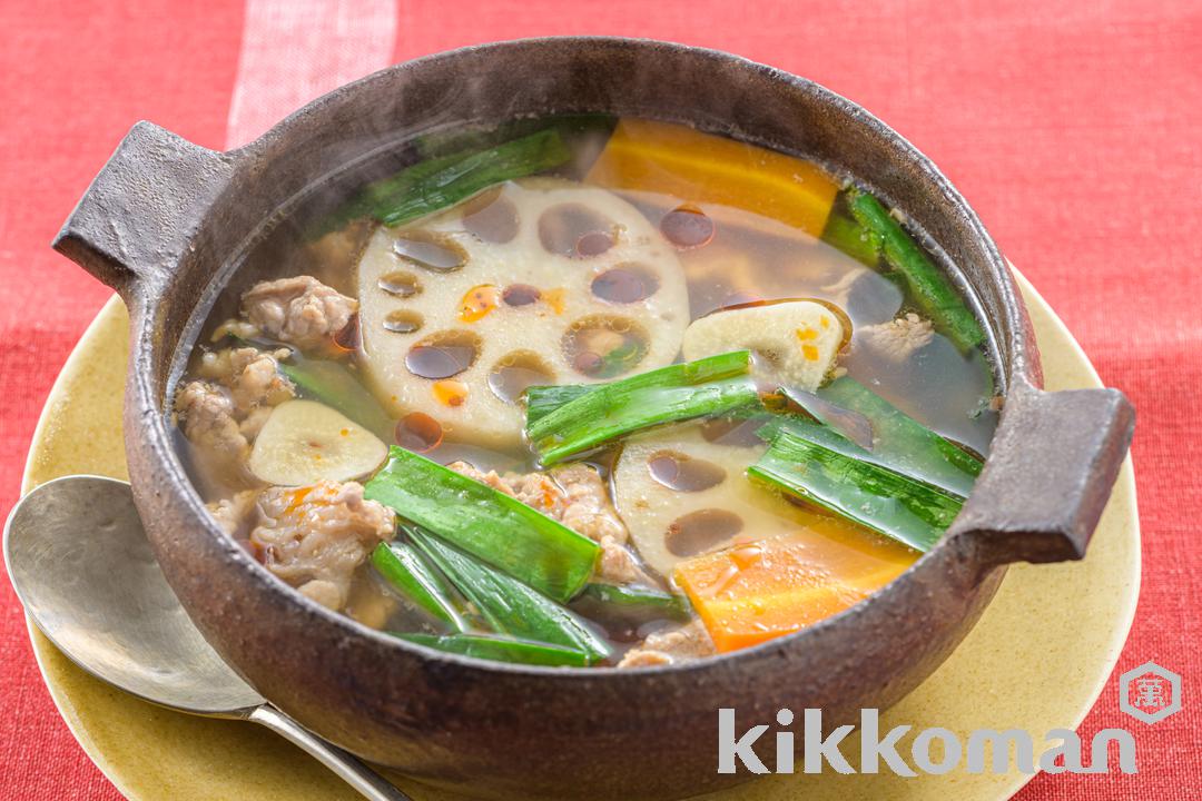 焼肉のたれでつくる　根菜のコクうまスタミナスープ