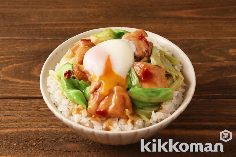 てりマヨチキンのトロ玉丼(うちのごはん使用)