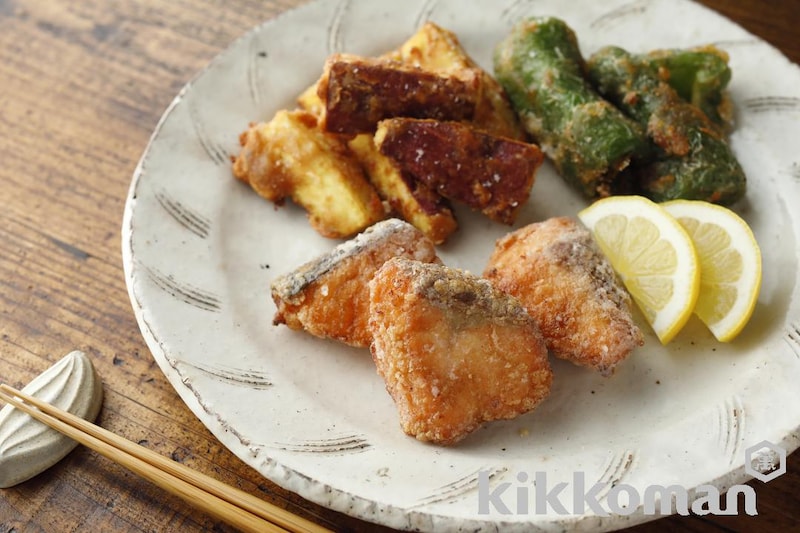 鮭とさつまいも・ピーマンの竜田揚げ