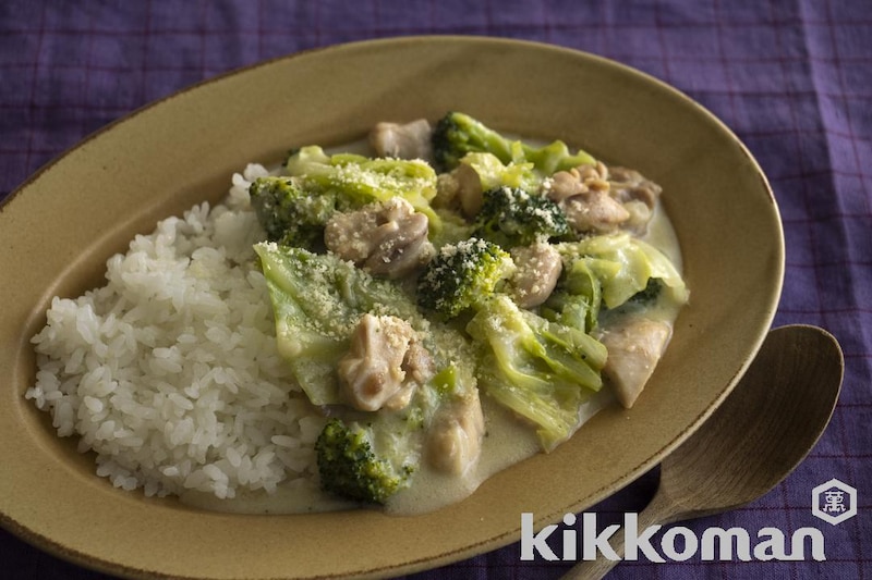 鶏もも肉と野菜の豆乳クリームシチューごはん
