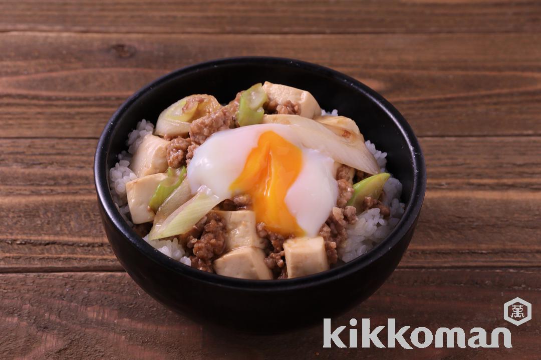 肉みそねぎ豆腐のトロ玉丼(うちのごはん使用)