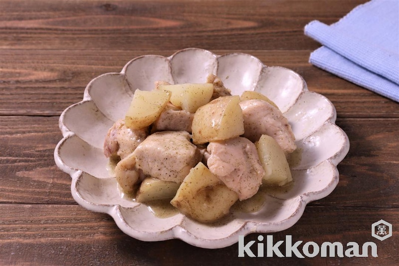 レンジで簡単!鶏むね肉でつくるじゃがチキンのりバター醤油(うちのごはん使用)