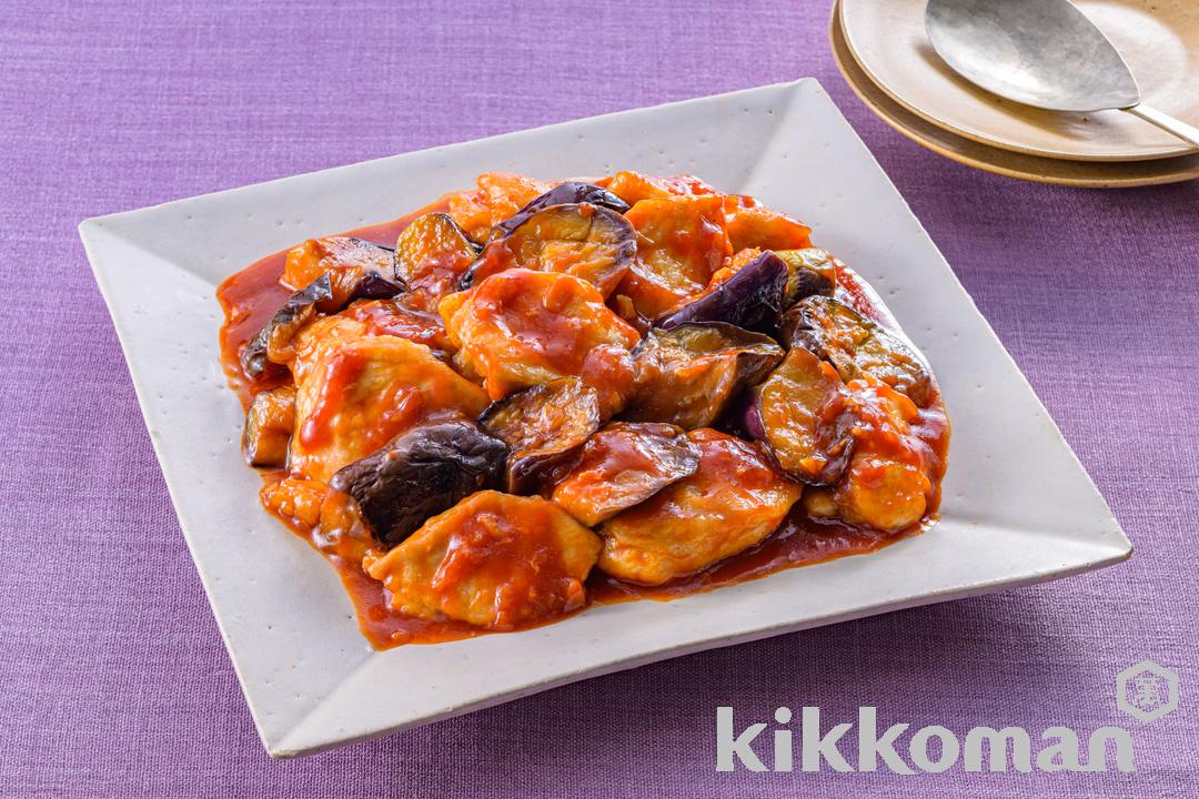 鶏むね肉となすのチリソース炒め(ゆる減塩レシピ)