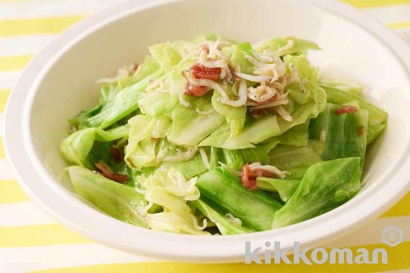 キャベツとしらすの梅オイルあえ