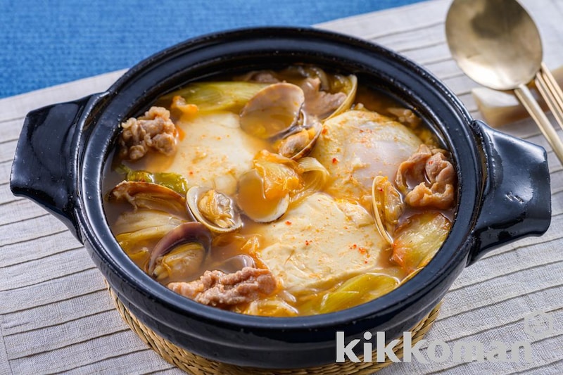 キムチで簡単!あさりのスンドゥブ【コチュジャン無しでも美味】