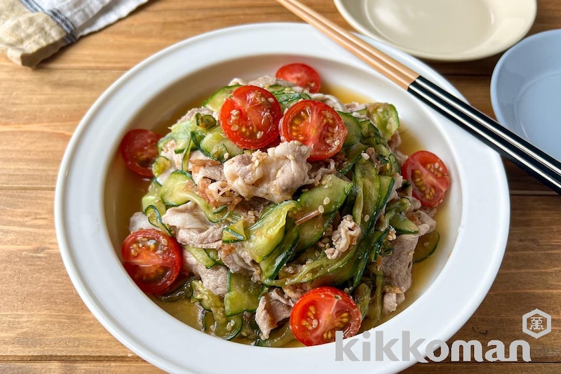 夏野菜の豚しゃぶごまサラダ【夏バテにさっぱりおいしい】