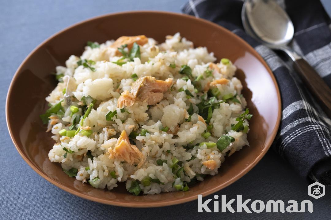 鮭と長いものクレソンご飯