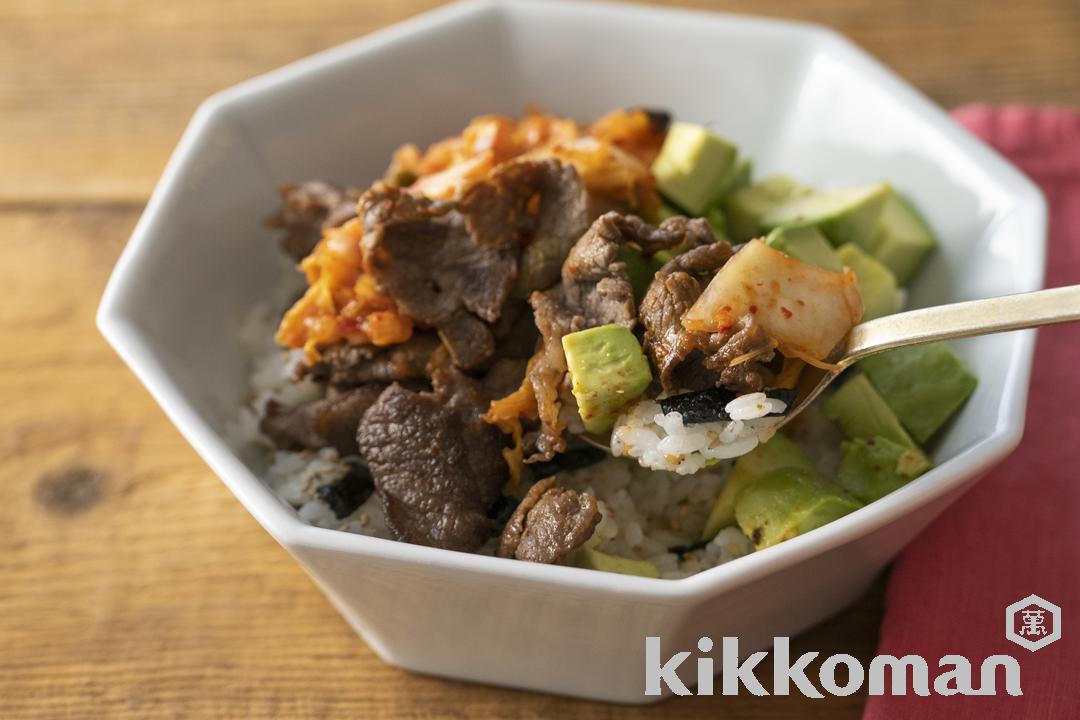 アボカドと牛肉の韓国風ご飯