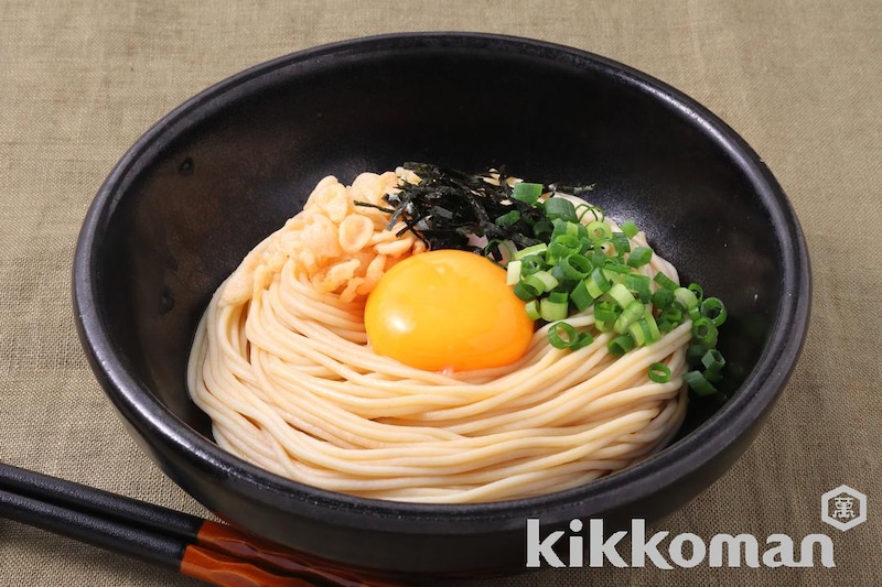 たぬき釜玉うどん風(大豆麺細麺使用)