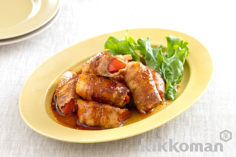 トマトの肉巻きてり焼き(基本のおかずつゆ使用)