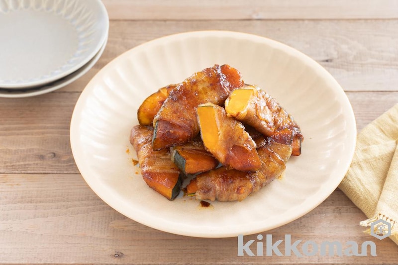 かぼちゃの肉巻きてり焼き(基本のおかずつゆ使用)