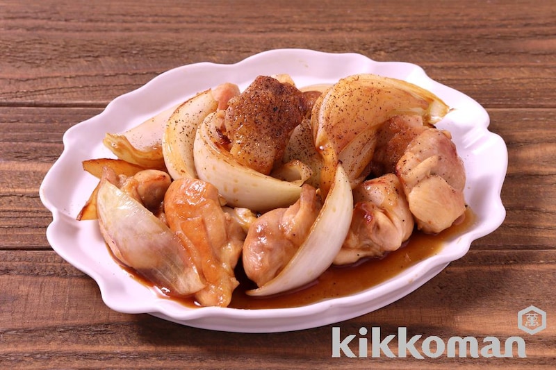 新玉ねぎと鶏もものてり焼き(基本のおかずつゆ使用)