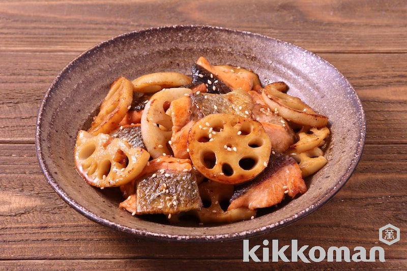 鮭とれんこんのてり焼き(基本のおかずつゆ使用)
