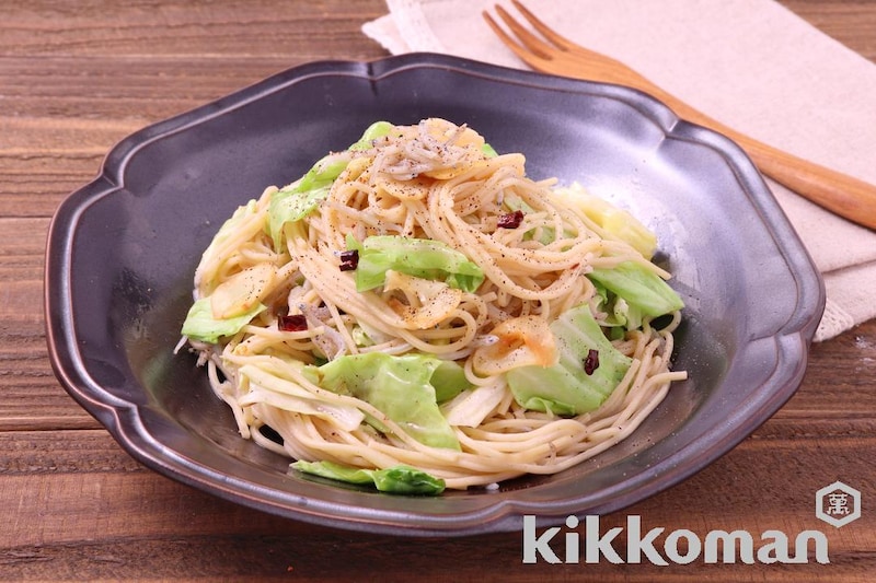 しらすとキャベツの和風ペペロンチーノ(大豆麺細麺使用)