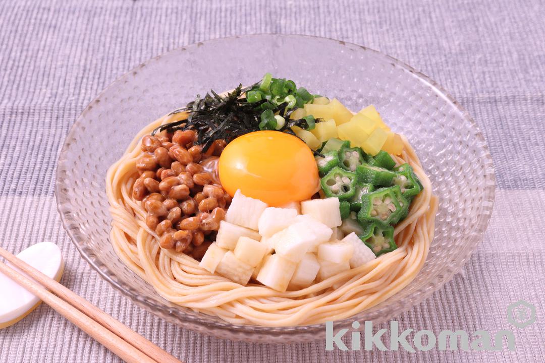 ねばねばばくだん風そば（大豆麺細麺使用）