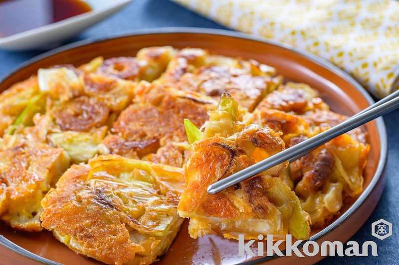 チーズ入り!ちくわとねぎのチヂミ