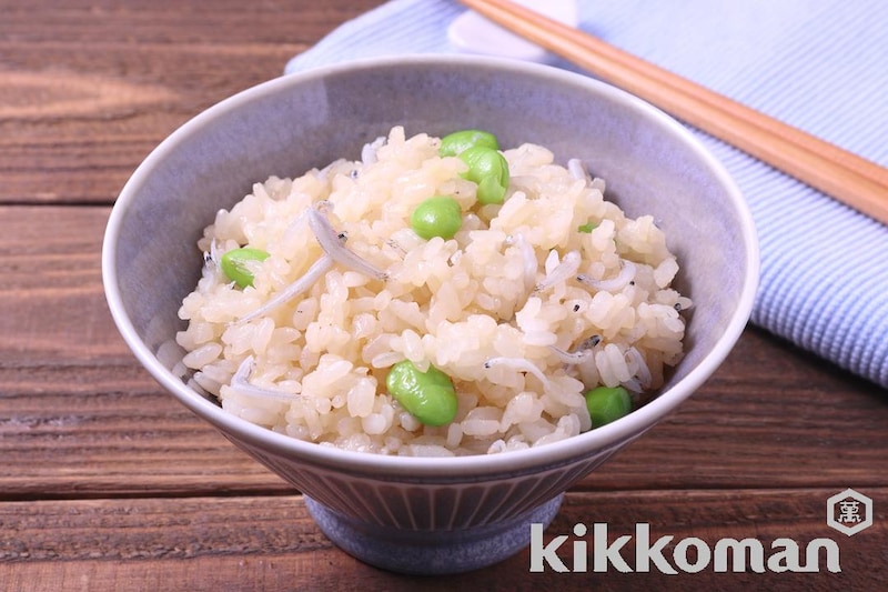 しらすと枝豆の混ぜご飯(あまうまいだししょうゆ使用)