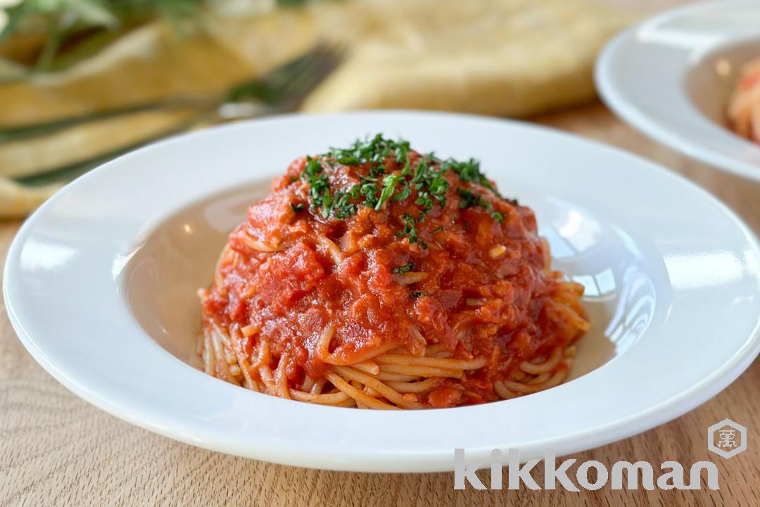 電子レンジで！ツナトマトパスタ（ざくぎりトマトのベースソース使用）