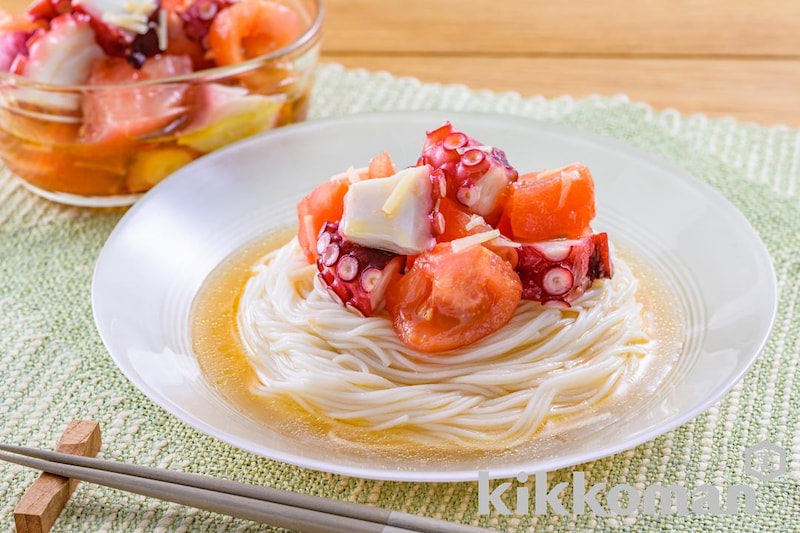 トマトとたこのだしマリネのっけそうめん(賛否両論 笠原氏)