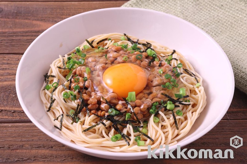 大豆たんぱくたっぷり!納豆かまたま(大豆麺細麺使用)