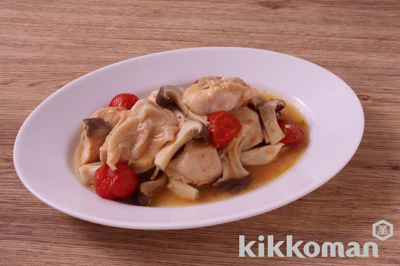 鶏むね肉で!トマトチキン香ばしガーリック(うちのごはん使用)