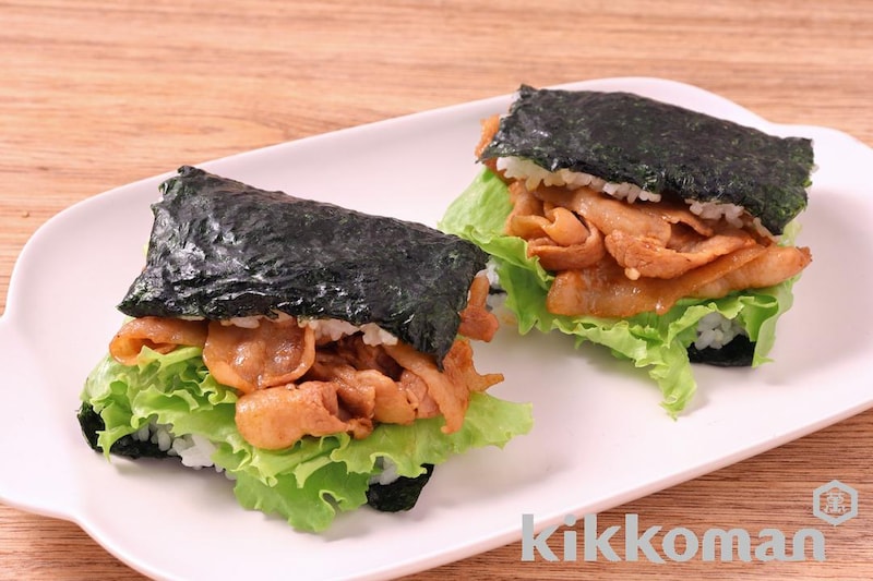 豚バラ肉で!やみつきおにぎりサンド(豚脂にんにく醤油だれ使用)