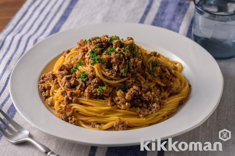 きのこたっぷり!しょうゆみりんミートソーススパゲッティ