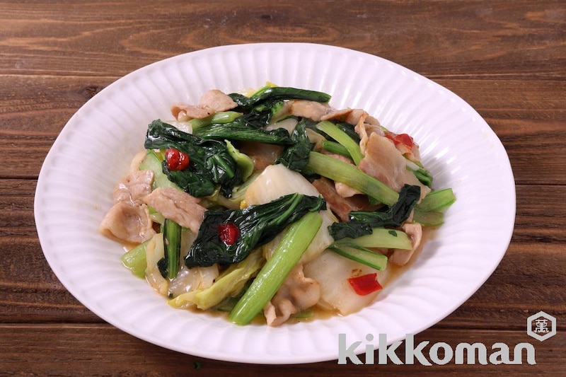 帆立だし香る 豚白菜と小松菜炒め【1/2日分の野菜使用】(うちのごはん使用)