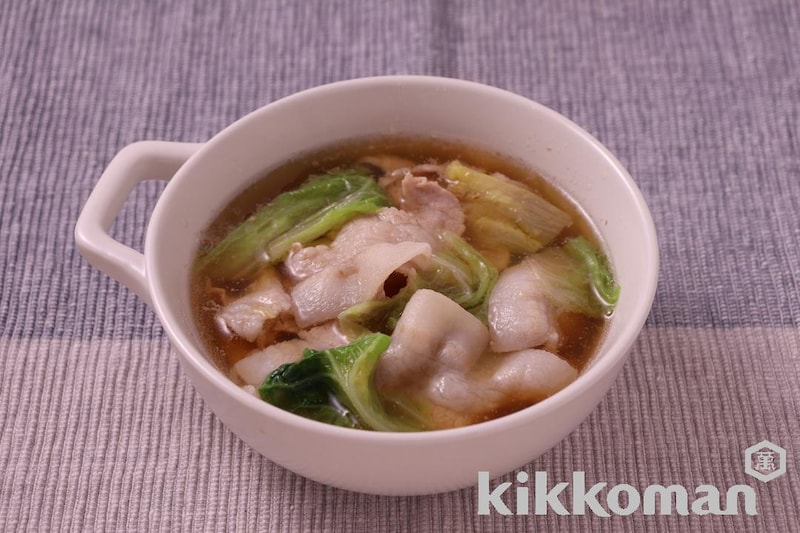 白菜と豚バラのしょうがスープ(だし重ね本つゆ使用)