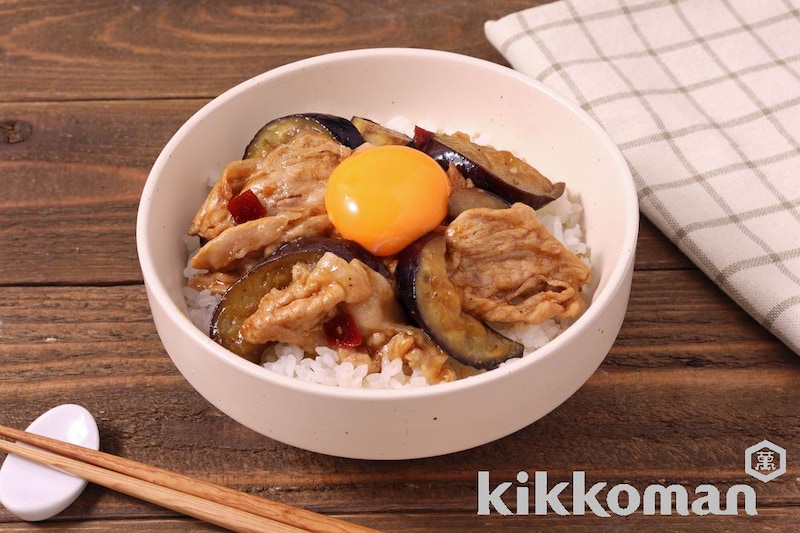 豚ももとなすのトロ玉丼(うちのごはん使用)