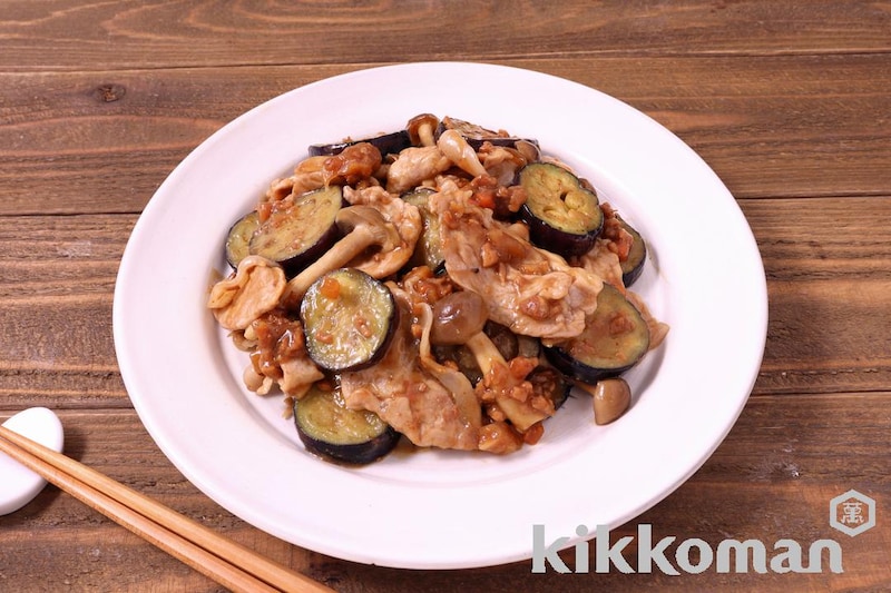 豚ももなすとしめじの肉みそ炒め(うちのごはん使用)