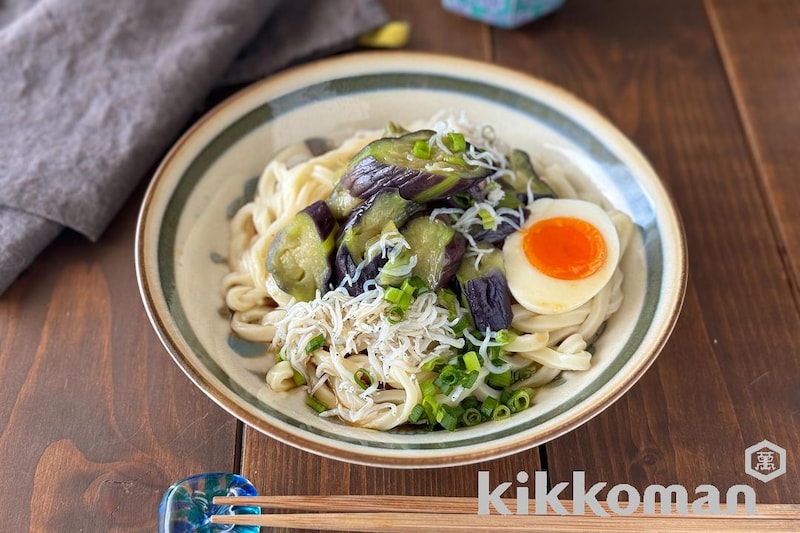 なすとしらすのぶっかけうどん【かんたん絶品】