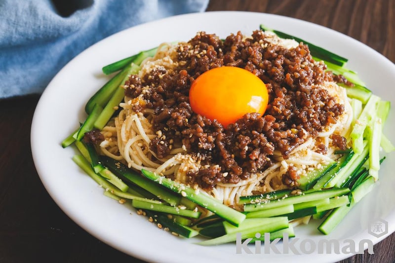 ピリ辛ひき肉の混ぜそば(大豆麺細麺使用)