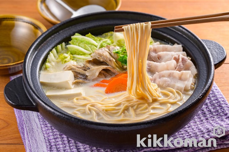 大豆麺で〆は決まり!白だし豆乳鍋(大豆麺細麺使用)