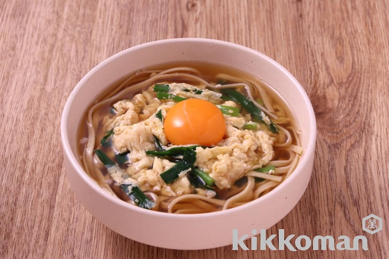 ニラ玉うどん風大豆麺(大豆麺平麺使用)
