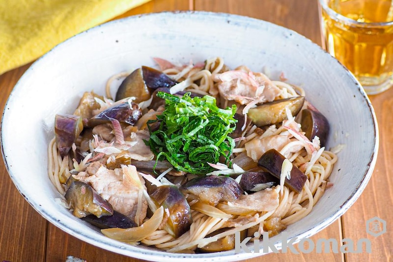 なすと豚肉の冷やし麺【ボリュームたっぷり♪】(大豆麺細麺使用)