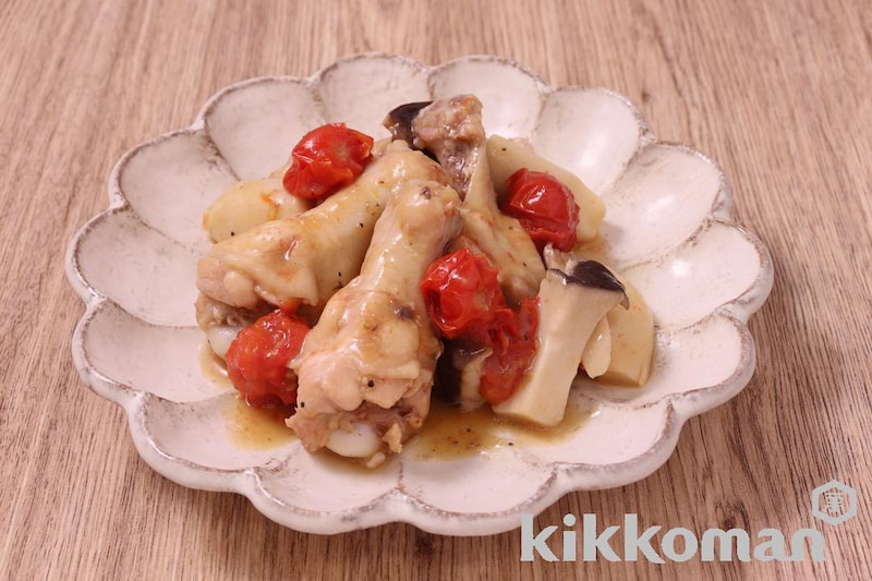 手羽元で!トマトチキン香ばしガーリック(うちのごはん使用)