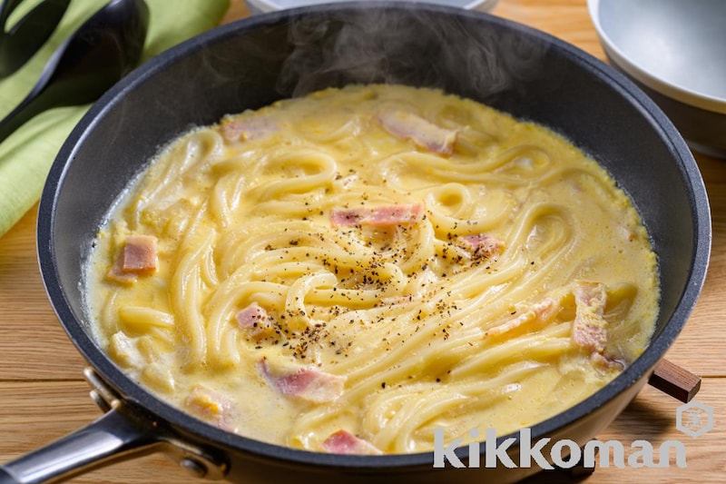 ワンパンでできる!簡単和風カルボナーラうどん