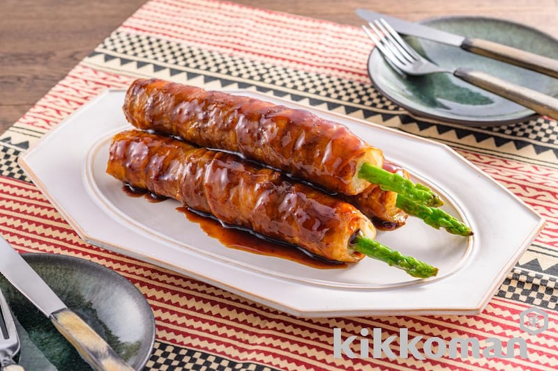 やみつき!アスパラのちくわ肉巻き(クセになる 豚脂にんにく醤油だれ使用)