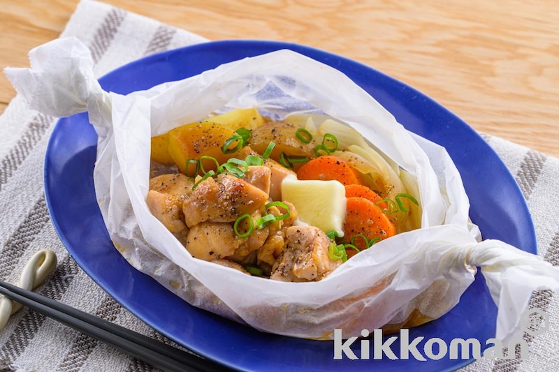焼肉のたれで簡単!鶏もも肉と野菜のレンジ蒸し【じゃがいも・玉ねぎ・にんじんの常備野菜で】