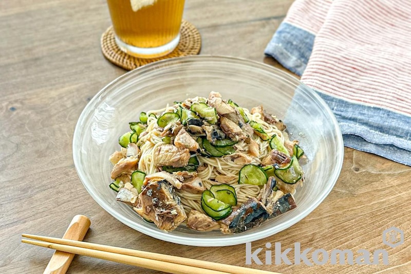 さば缶ときゅうりのそうめん